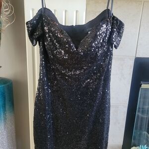 Black Off-the-Shoulder Sequin Dress